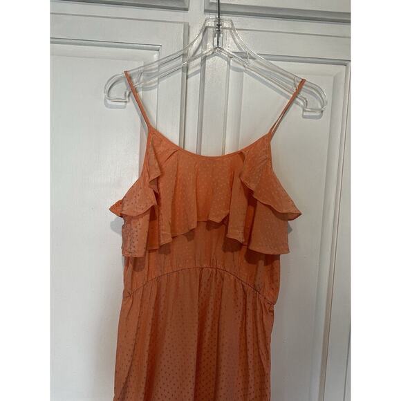 Rebecca Taylor Mini Dress 100% Silk Sleeveless Size 4 Peach Ruffles Beach Boho - Picture 5 of 9